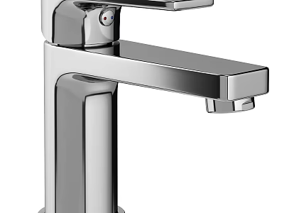 Modern Sleek Chrome Faucet For Bathroom With Single Handle And Polished Surface 3d model