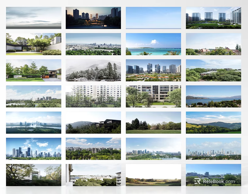Scenic Urban Architectural And Natural Landscapes With City And Nature Views 3d model 