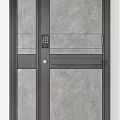 Modern Swing Doors With Wooden Panel Gray Surface And Metal Frame Design 3d model