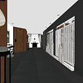 Modern Elevator Hallway Design With Wooden Walls White Doors And Pendant Light