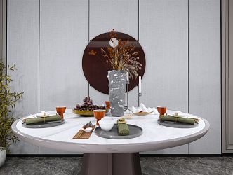 Modern Tableware Round Table Vase Decorative Painting Hanging Painting Wall Decoration Three-dimensional Painting Hanging Decoration 3d model