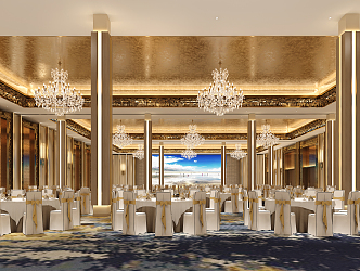 Light Luxury Ballroom 3d model