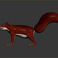 Red Squirrel with Big Tail and White Belly Standing on Gray Background 3d model
