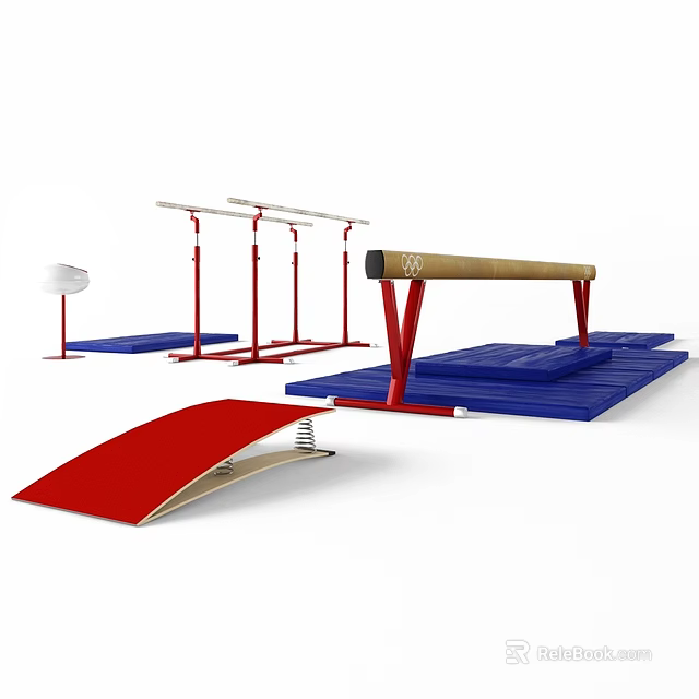 High Quality Gymnastics Training Equipment With Balance Beam Parallel Bars And Vaulting Mats 3d model 