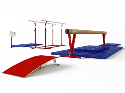 High Quality Gymnastics Training Equipment With Balance Beam Parallel Bars And Vaulting Mats 3d model