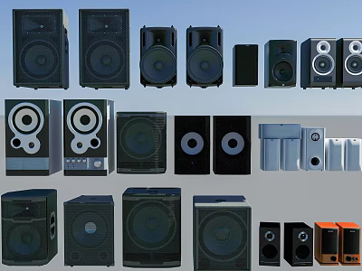 Various Audio Speakers With Different Sizes And Modern Designs For Home Use 3d model