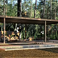 Forest Open Pavilion With Canopy Sofa Table Chairs Natural Surroundings