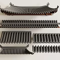 Traditional Chinese Roof Components with Various Tile Designs and Eave Structures 3d model
