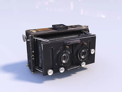 Vintage Black Twin Lens Foldable Design Digital Camera With Control Knobs And Retro Look 3d model
