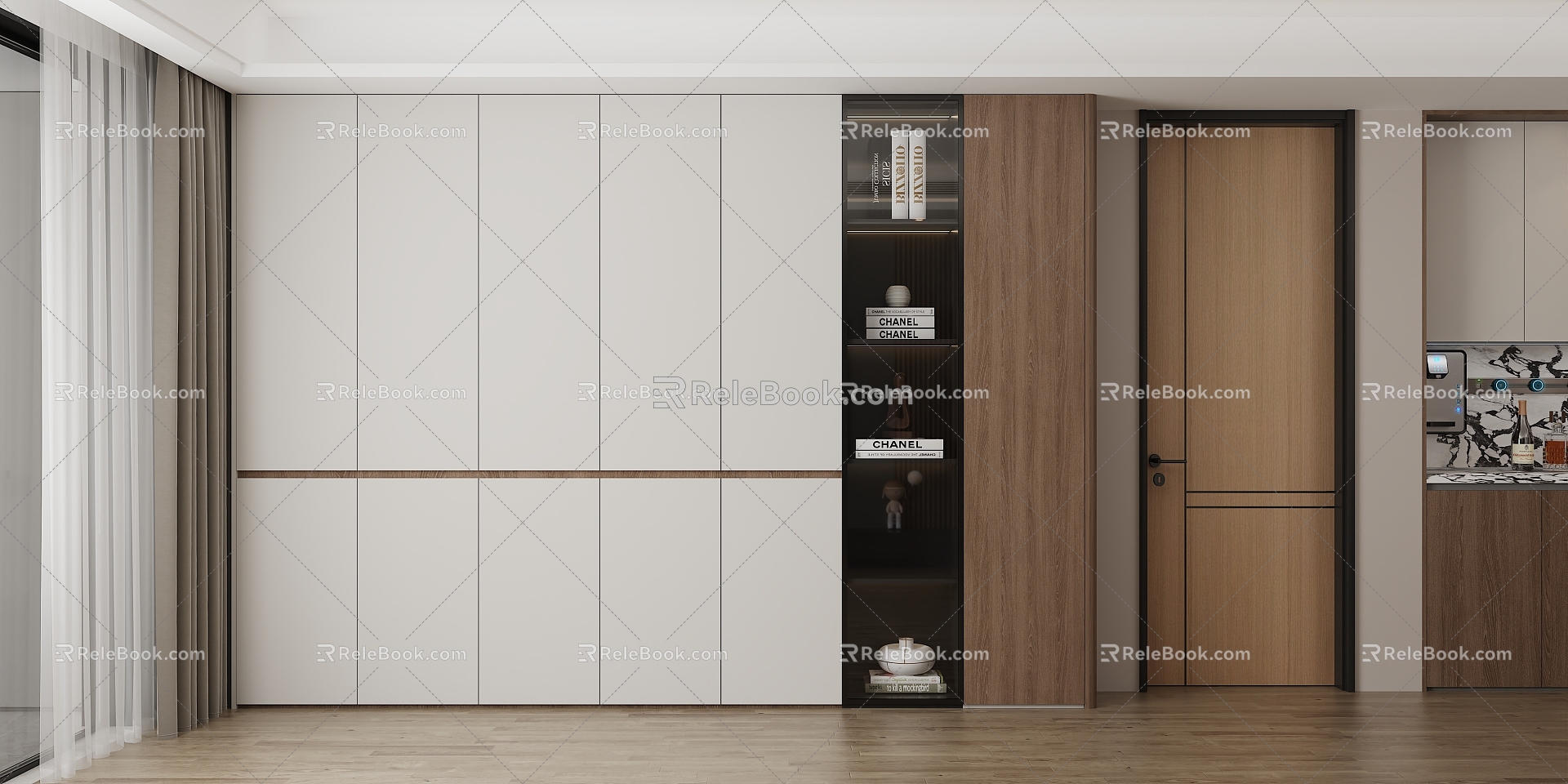 Italian Style Sideboard Bookcase Locker 3d model