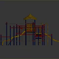 Colorful Children's Playground Equipment With Yellow Slide Climbing Frames And Canopy