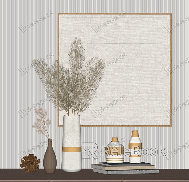 Quiet Ornaments Combination Ornaments Dried Flowers Hanging Painting Bottles and Jars model