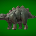 3D Rendered Armored Reptile Dinosaur Model With Spiked Back Bulky Body On Green Background