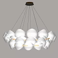 Modern White Shell Shaped Chandelier With Multiple Hanging Shades For Interior Decor 3d model
