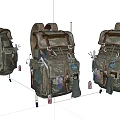 Vintage Military Style Backpacks With Multiple Pockets Hanging Accessories And Patches
