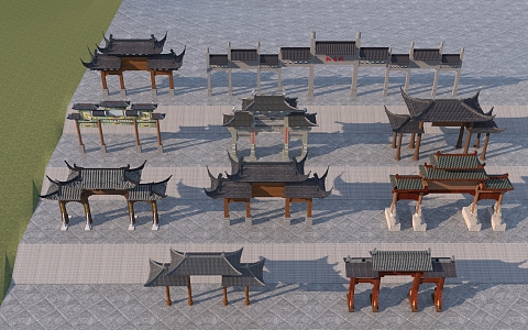 Chinese archway 3D model 3d model