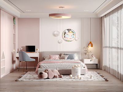 Modern Children's Room Girls Room 3d model