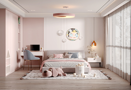 Modern Children's Room Girls Room 3d model