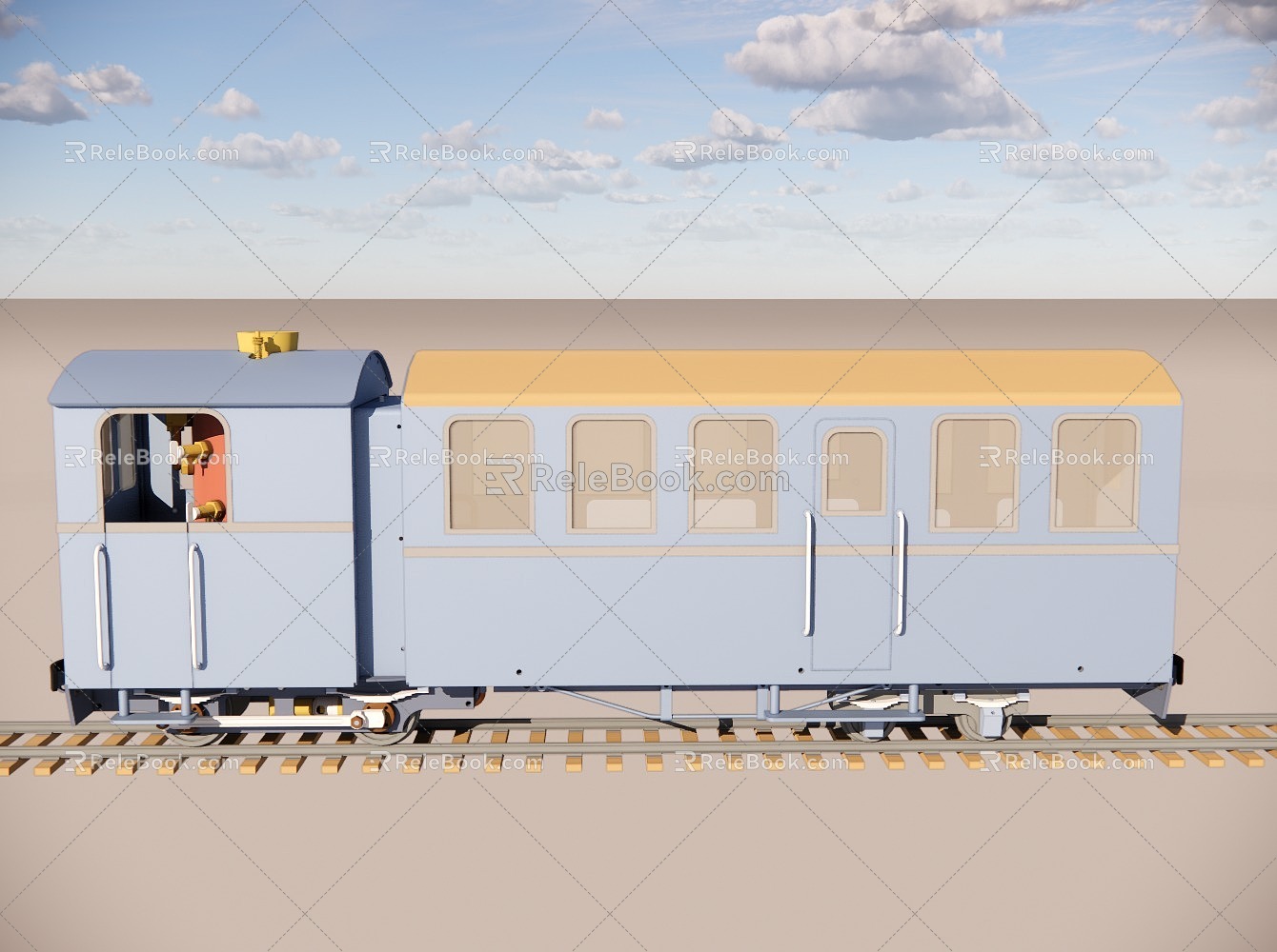 Narrow gauge steam rail car train steam car 3d model