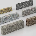 Various Stone And Brick Garden Wall Designs With Natural Textures And Patterns 3d model