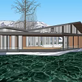 Modern Visitor Center Public Building Visitor Center Building Exhibition Hall Small Public Building Cafe Building Post Station Building 3d model