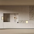 Modern Minimalist Background Wall Design With Textured Panels And Embedded Lighting 3d model