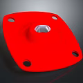 Red Square Hardware Tool with Central Silver Hole and Four Corner Holes