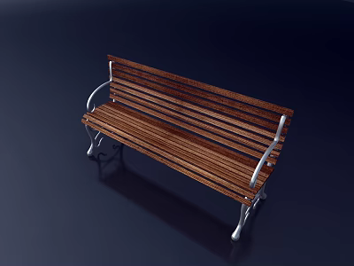 Durable Outdoor Bench With Wooden Slats And Metal Frame For Garden Seating 3d model