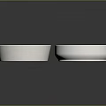 Two White Ceramic Bowls With Simple Design On Black Background 3d model