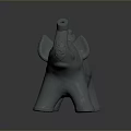 Gray Elephant Shaped Teapot With Lid Curved Trunk And Decorative Design
