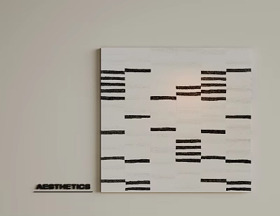 Abstract Black And White Oil Painting With Geometric Stripes And Aesthetic Wall Art Design 3d model