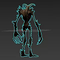 Horror Fantasy Game Movie Character With Skeletal Head Thin Body Sharp Claws And Spikes