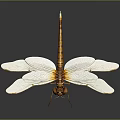 Detailed Brown Dragonfly With Transparent Spread Wings On Dark Background