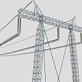 High Voltage Transmission Tower Industrial Equipment With Metal Structure And Power Lines