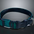 Durable Teal And Navy Blue Pet Collar With Secure Metal Buckle