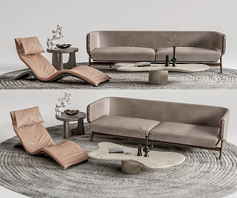 Quiet Sofa Tea Table Combination Sofa Coffee Table 3d model