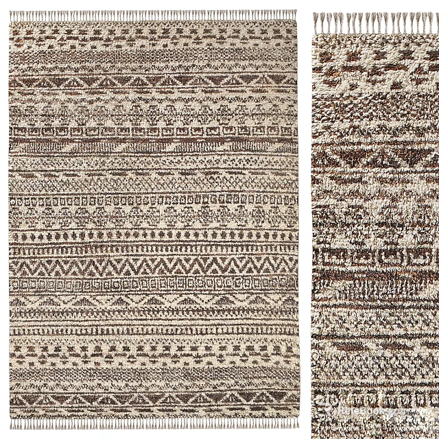Geometric Pattern Square Rug with Neutral Tones and Intricate Woven Details 3d model 