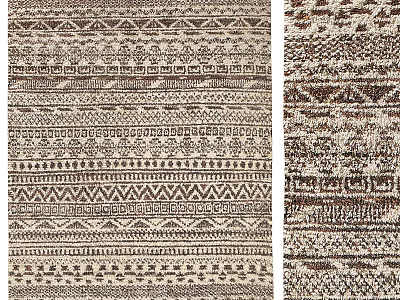 Geometric Pattern Square Rug with Neutral Tones and Intricate Woven Details 3d model