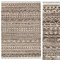 Geometric Pattern Square Rug with Neutral Tones and Intricate Woven Details