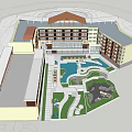 Modern Multi story Hotel Building Featuring Courtyard Swimming Pool And Landscape