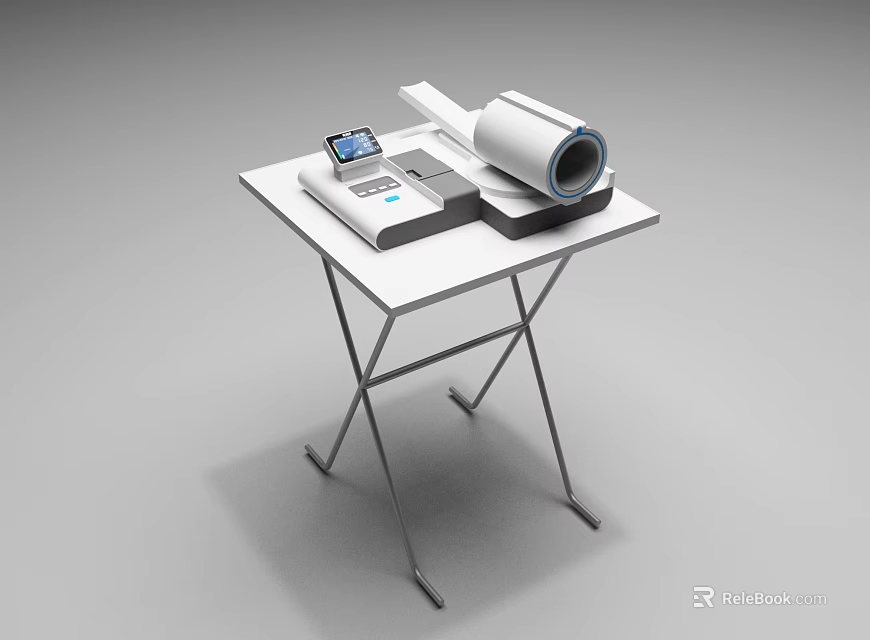 Diagnostic Medical Device with Digital Screen and Cylindrical Component on White Table 3d model