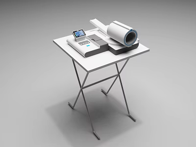 Diagnostic Medical Device with Digital Screen and Cylindrical Component on White Table 3d model