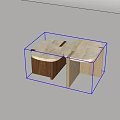 Modular Coffee Tables With Light Stone Tops And Walnut Oak Bases 3d model