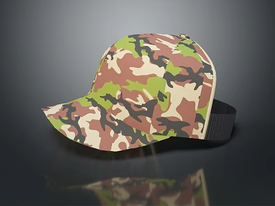 Stylish Camouflage Hat With Colorful Camouflage Pattern For Casual Daily Wear 3d model
