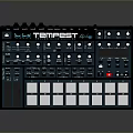 Electronic Music Production Controller With Knobs Buttons Sliders And Wooden Sides