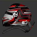 Car Racing Helmet ASTELIER Red Black Silver Design On Stand