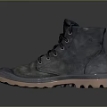High Top Leather Boots With Dark Textured Upper Brown Sole And Laces