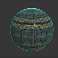 Ornamental Sphere With Blue Glowing Patterns And Golden Geometric Decorations