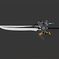 Fantasy Warrior Wielding Steampunk Mechanical Sword With Gear And Blade 3d model