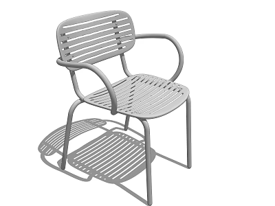 Stylish Metal Leisure Chair With Slatted Design Armrests And Footrest 3d model